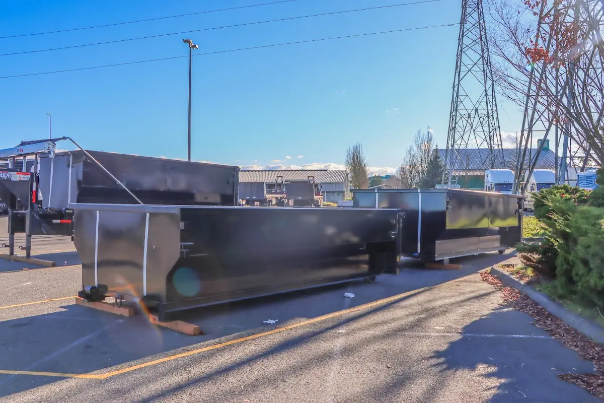 Roll-off dumpster ready for waste disposal at job site for 8 Yard Dumpster Rental in Chesapeake Ranch Estates